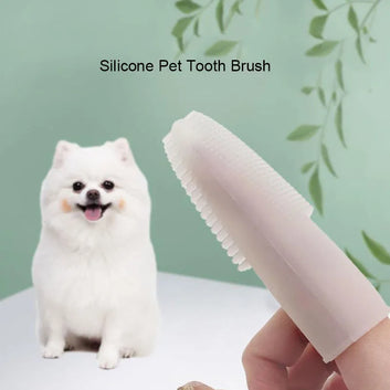 1pc Silicone Soft Pet Finger Toothbrush Teddy Dog Brush Bad Breath Tartar Teeth Care Dog Cat Cleaning Supplies Soft Tooth Brush