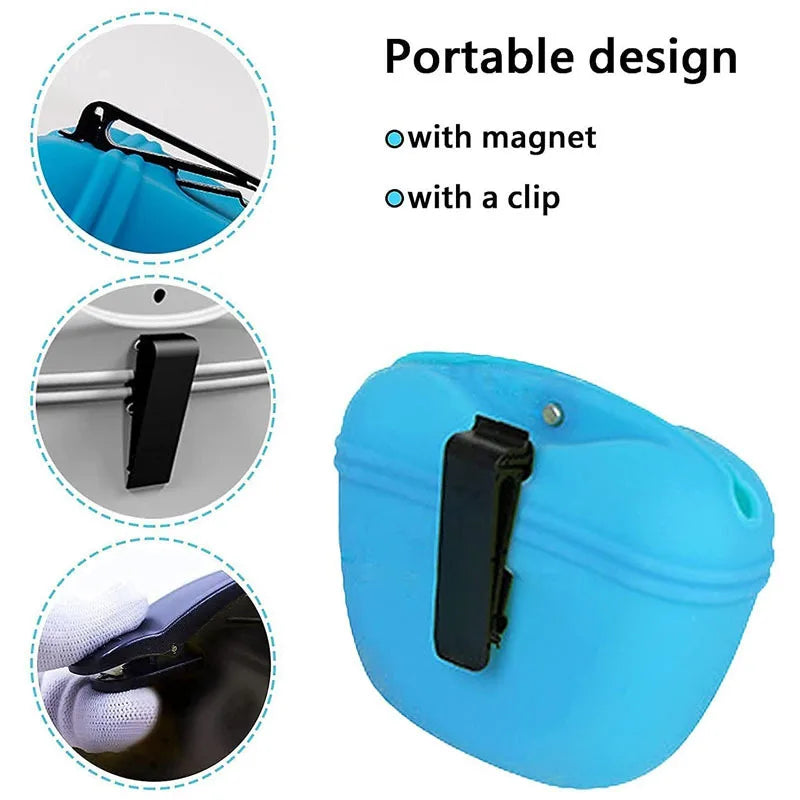 Portable Dog Training Waist Bag with Clip Silicone Treat Snack Bait Outdoor Feed Safe Durable Bags for Small Medium Dog Training