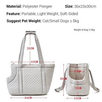 Diamond Quilted Dog Carrier for Small Dogs Super Lightweight Portable Cat Bag Fashion Pet Travel Bag Anti-Escape Puppy Purse