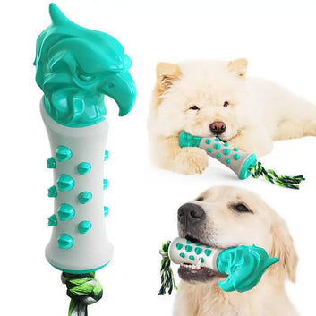 Dog Toothbrush Scepter Stick Toys Chew Cleaning Teeth Safe Elasticity Soft TPR Puppy Dental Care Extra-tough Pet Cleaning Toy