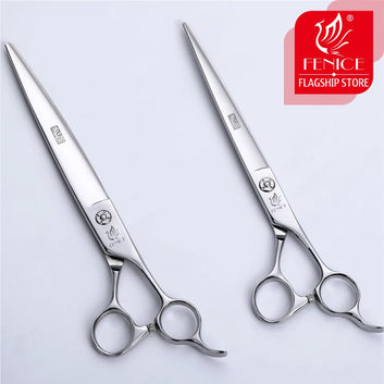 Fenice 7.0/7.5 inch Japan 440C Professional Pets Grooming Wide Blade Cutting Scissors Dog/Cat Hair Cutting Shears Straight